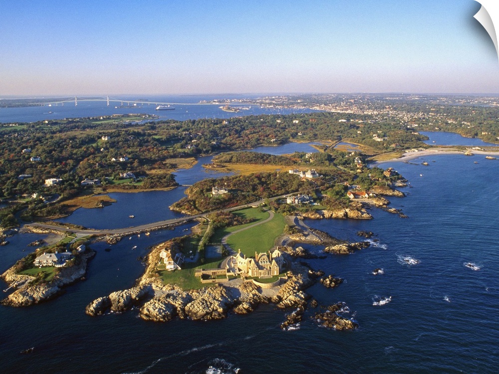 Rhode Island, Newport, Aerial view near the Ocean Drive
