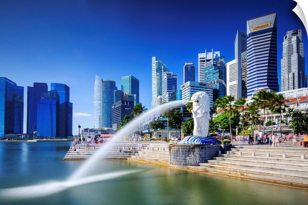 Singapore, Singapore City, Merlion fountain.