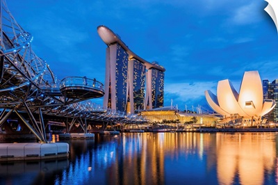 Singapore, Singapore City, Helix Footbridge, Marina Bay Sands Hotel