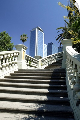 South America, Chile, Santiago, Barrio Bellavista, stairway