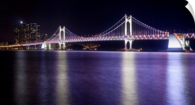 South Korea, Pusan-si, Gwangan Bridge, view from Gwangalli Beach