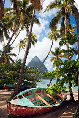 St Lucia, Soufriere, Soufriere Bay, Beachfront, Petit Piton in background
