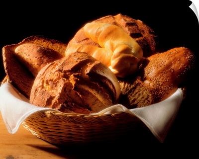 Still life of bread in basket