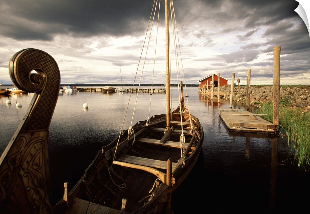 Sweden, Dalarna, Solleron island on the lake Siljan, the Viking ship Bjork