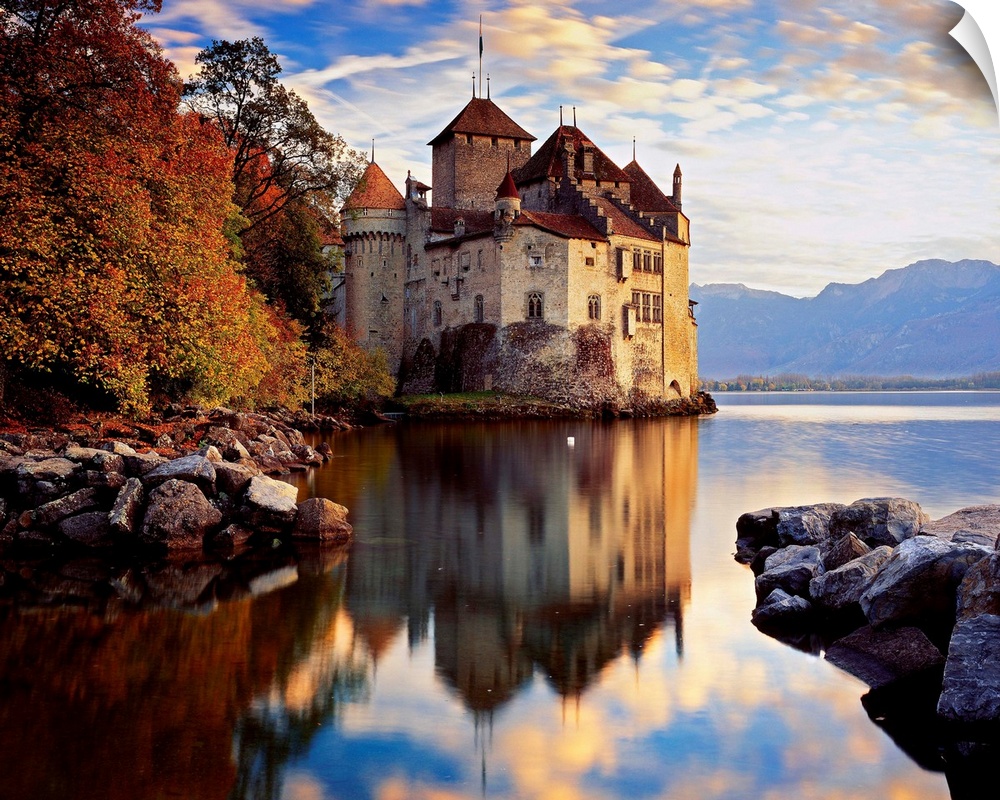 Switzerland, Vaud, Lake Geneva, Castle of Chillon, near Montreux town