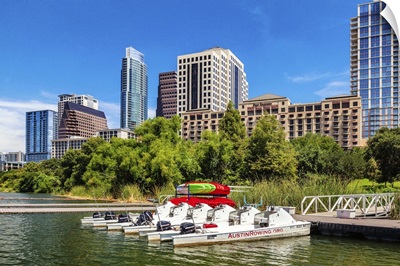 Texas, Austin downtown skyline from Colorado River