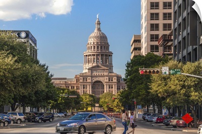 Texas, Austin, looking up North Congress Avenue toward Texas State Capital
