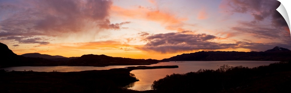 UK, Scotland, Shieldaig, Highlands, Sunset on the upper Loch Torridon