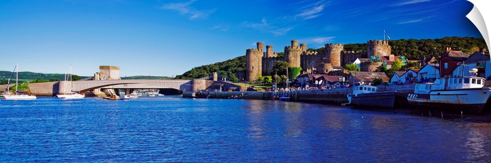 View of the harbour and the Unesco listed Castle of Conwy.