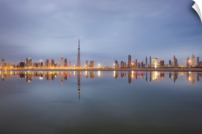 United Arab Emirates, Dubai, City skyline in the early morning light