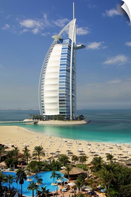 United Arab Emirates, Dubai, Dubai City, Burj Al Arab Hotel and Jumeirah beach