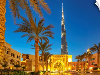 United Arab Emirates, Dubai, Entrance Gate And Burj Khalifa, Tower.