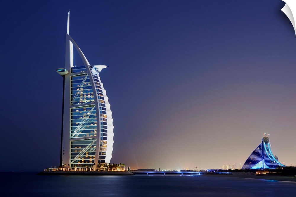 United Arab Emirates, Dubai, Dubai City, Jumeirah, Burj Al Arab, Jumeirah beach and Burj Al Arab hotel.