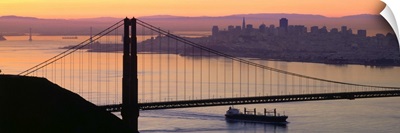 United States, California, San Francisco, Golden Gate Bridge and Downtown in background