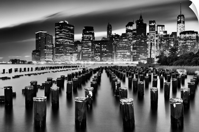 USA, New York City, Manhattan, View Of The Financial District Skyline From Brooklyn