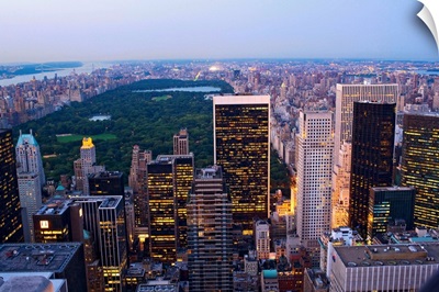 USA, NYC, Manhattan, View towards Central Park from the Top of Rockfeller Center