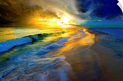 Beautiful Ocean Sunset Prints Waves And Beach