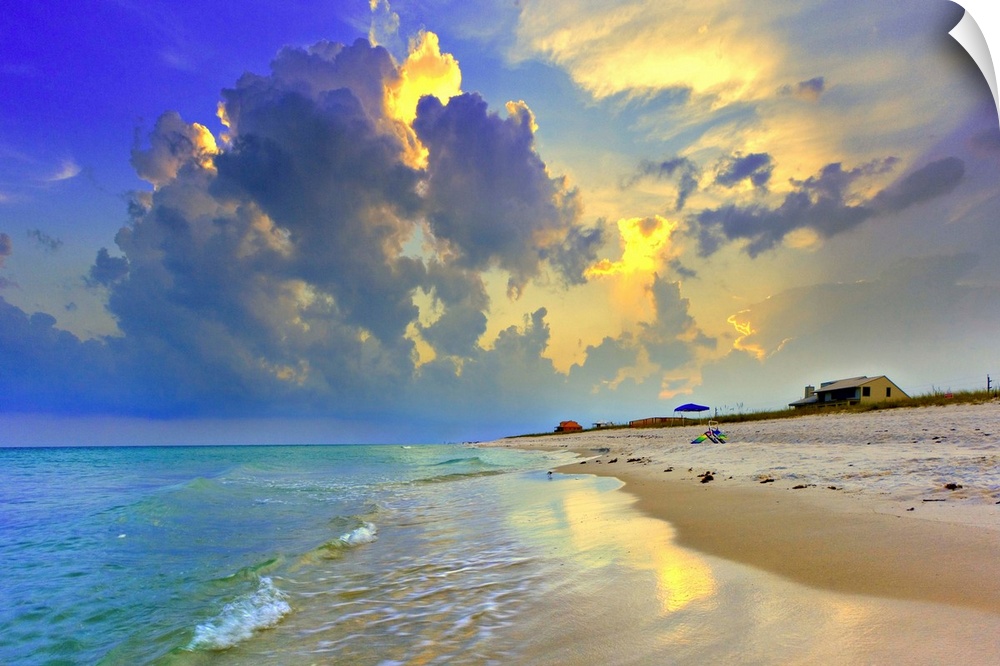 A beautiful beach sunset along the National Seashore viewed from Navarre, Florida.