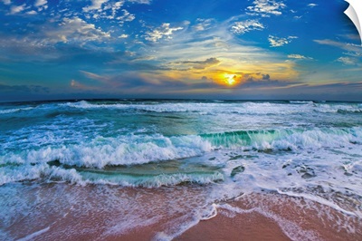 Blue Beach Waves Sunset Tropical Seascape