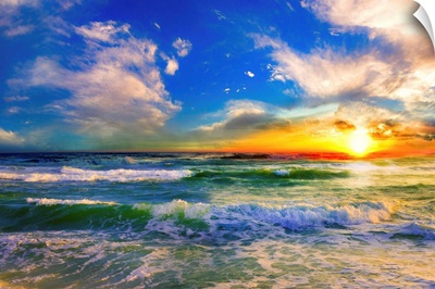 Colorful Ocean Sunset Blue Seascape Sunrise