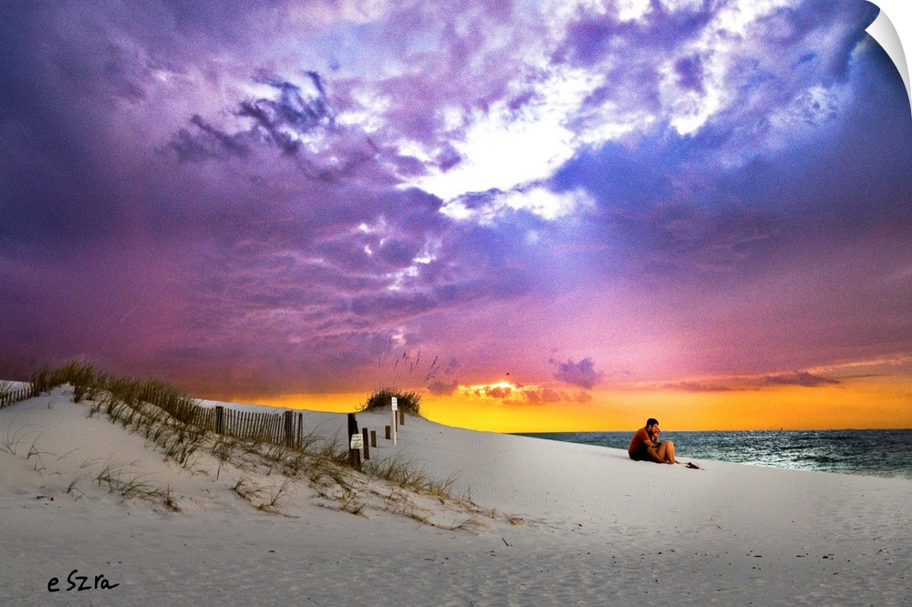 A lovers sunset on a beach in Destin, Florida.