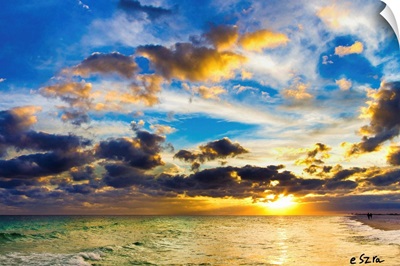 Pensacola Florida Sky-Gold Blue Cloudscape Sunset