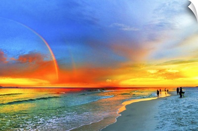 Rainbow Sunset Florida Beach Seascape Orange Blue