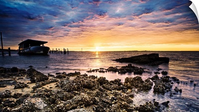 Shipwreck Sea Sunrise-Barnacle Covered Shore