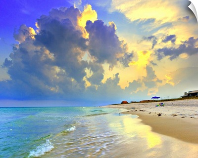 Yellow Blue Seascape Sunset Florida Beach
