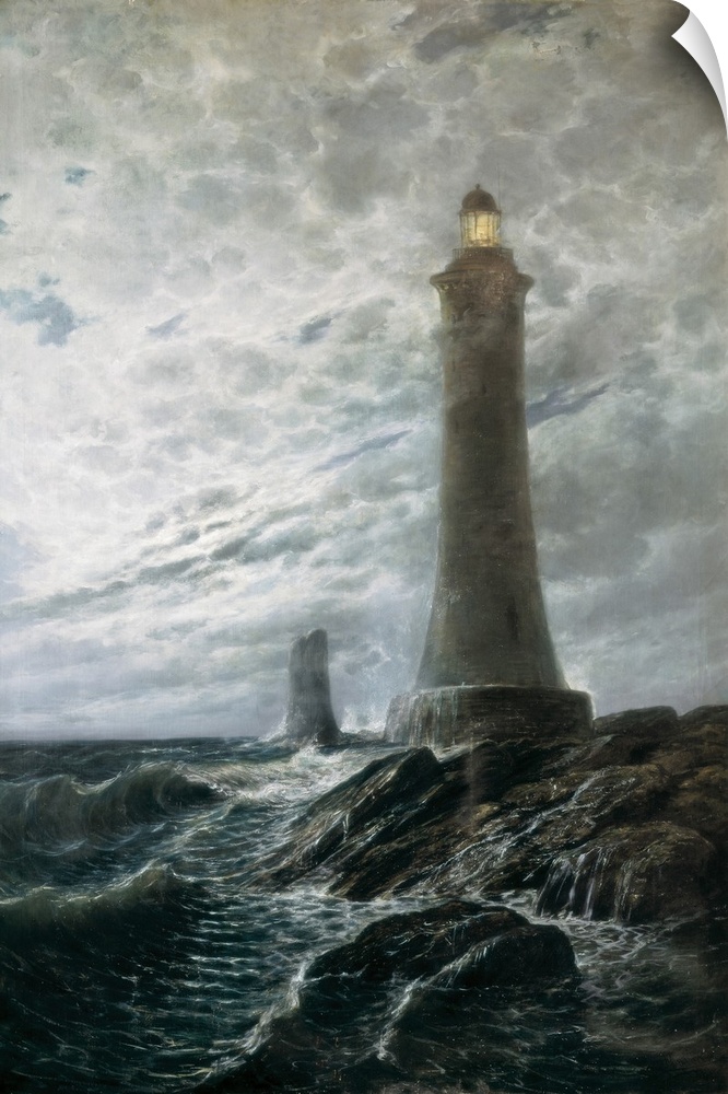 MONLEON Y TORRES, Rafael (1835-1900). Lighthouse of Calais. 19th c. Romanticism. Oil on canvas. SPAIN. Valencia. San Pio V...