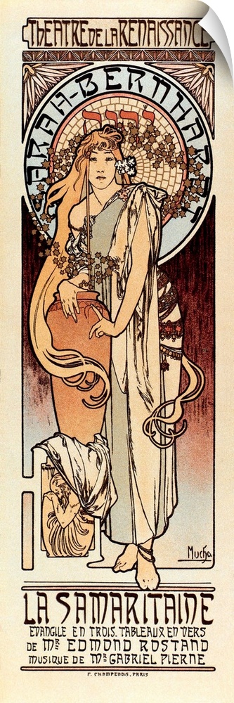 MUCHA, Alphonse Maria (1860-1939). La Samaritaine. 1897. Propaganda poster from Theatre de la Renaissance advertising the ...