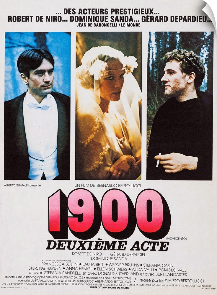 1900, French Poster Art, From Left: Robert De Niro, Dominique Sanda, Gerard Depardieu, 1976.