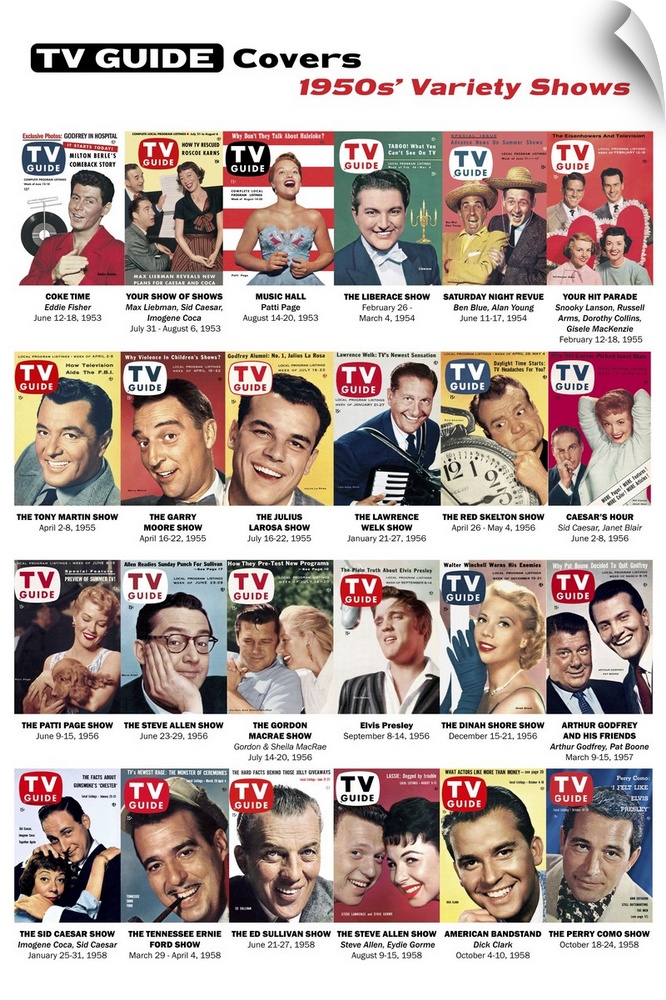 1950s' Variety Shows, TV Guide Covers Poster, 2020. TV Guide.