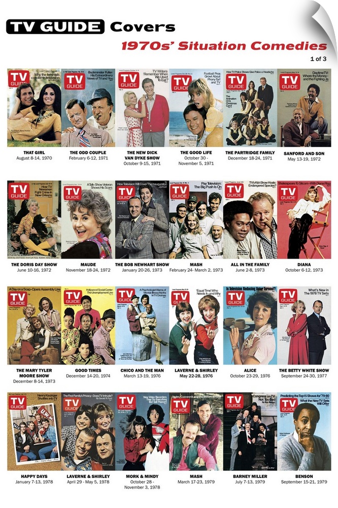 1970s' Situation Comedies #1 of 3, TV Guide Covers Poster, 2020. TV Guide.