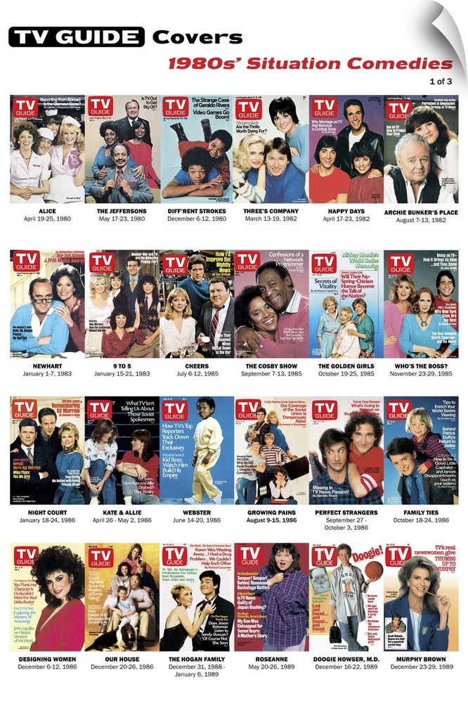 1980s' Situation Comedies #1 of 3, TV Guide Covers Poster, 2020. TV Guide.