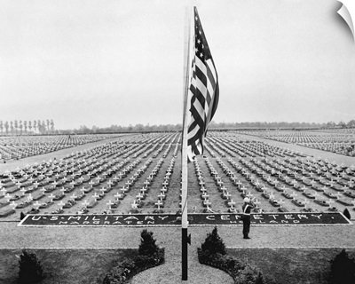 A Bugler Plays Taps On Memorial Day At Margraten Cemetery, Holland, May 30, 1945