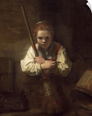 A Girl with a Broom, by Rembrandt's workshop, 1651