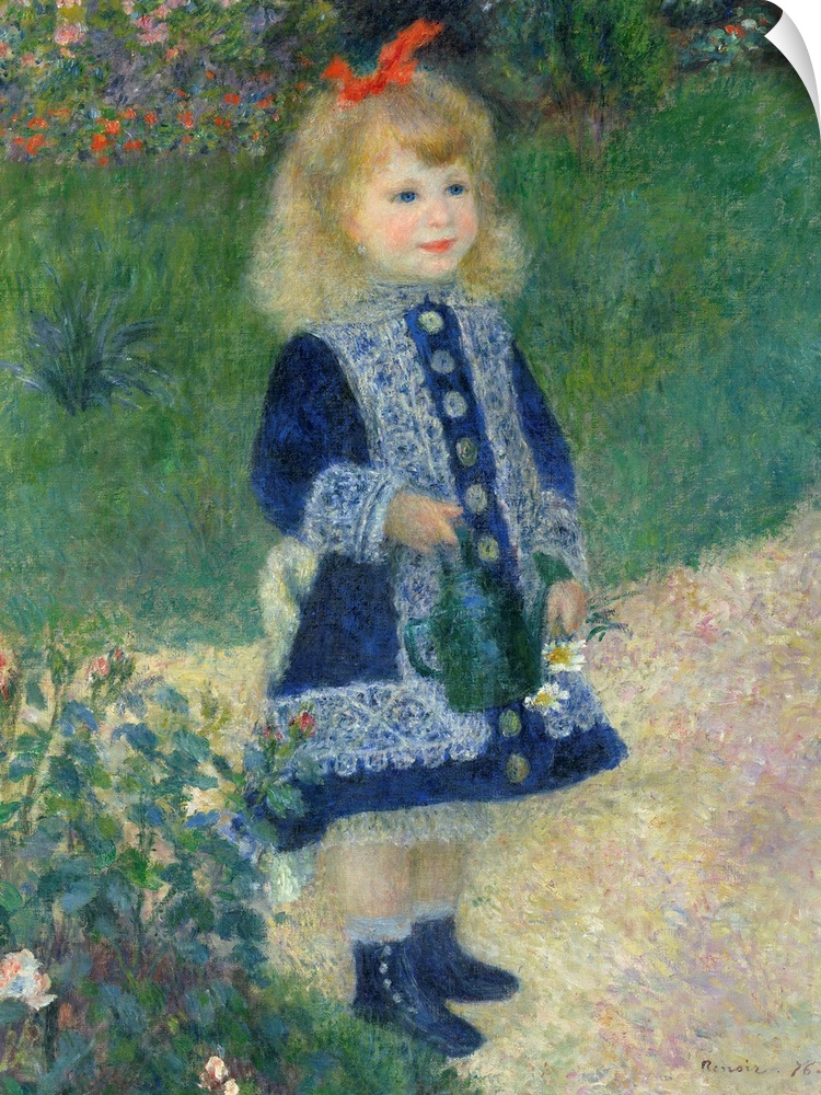 A Girl with a Watering Can, by Auguste Renoir, 1876, French impressionist painting, oil on canvas. This is one of Renoir's...