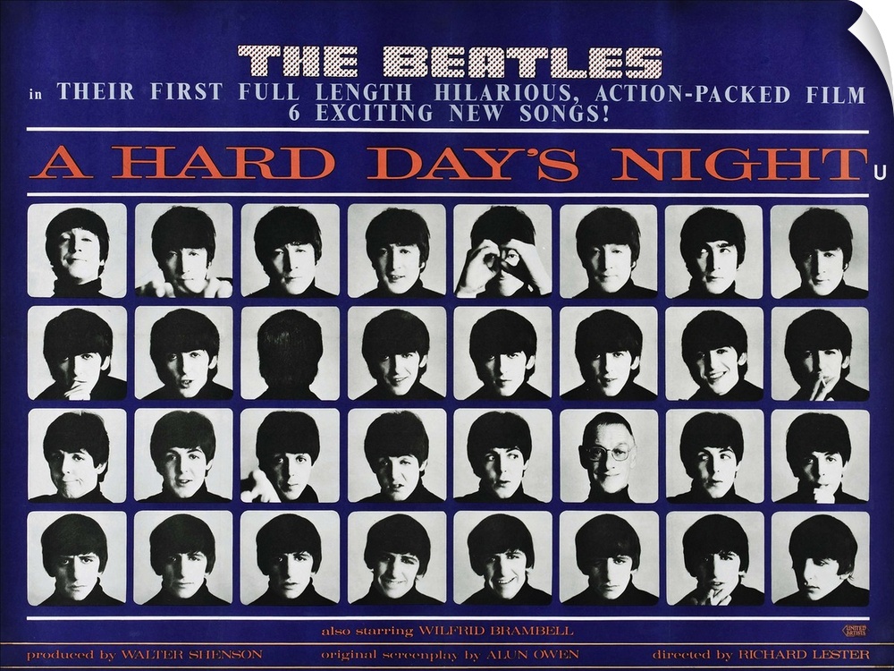 A Hard Day's Night, British Poster, (Top To Bottom), John Lennon, George Harrison, Paul Mccartney, Ringo Starr, 1964.