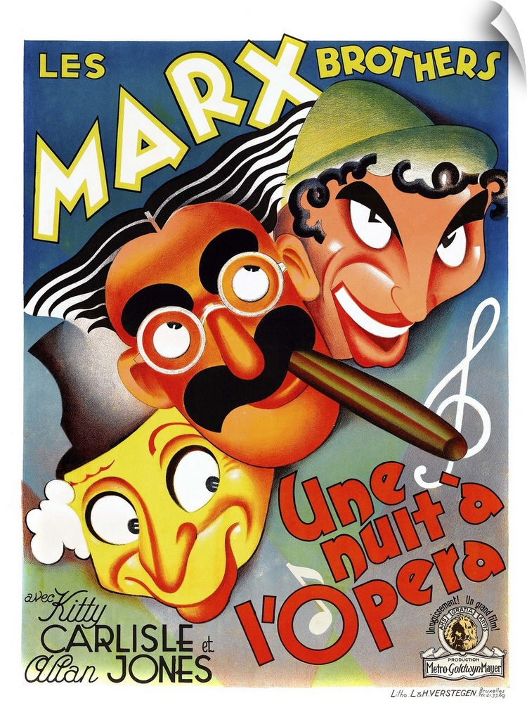A Night At The Opera, (aka Une Nuit A L'Opera), From Left On Belgian Poster Art: Harpo Marx, Groucho Marx, Chico Marx, 1935.