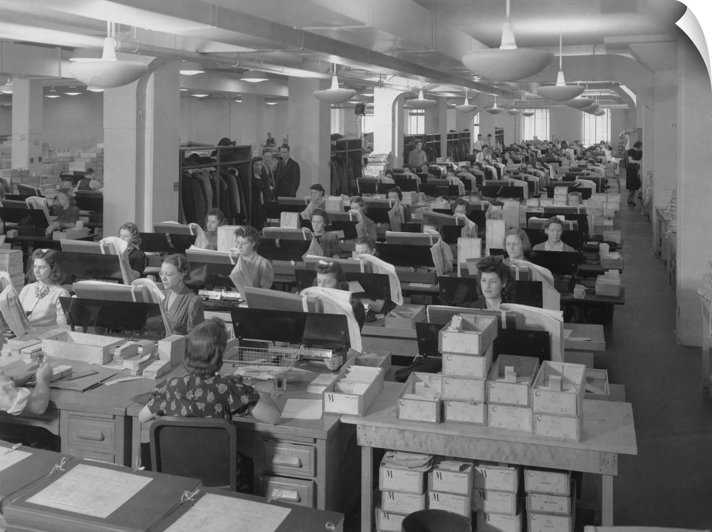 A room full of women Card Punch Operators working on the 1940 census.