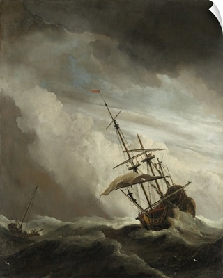 A Ship on the High Seas Caught by a Squall
