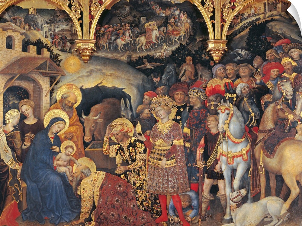 Altarpiece with the Adoration of the Magi, by Gentile di Niccol known as Gentile da Fabriano, 1423 about, 15th Century, te...
