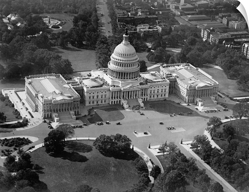 Aerial view of the United States Capitol from south east, ca. 1921-22.