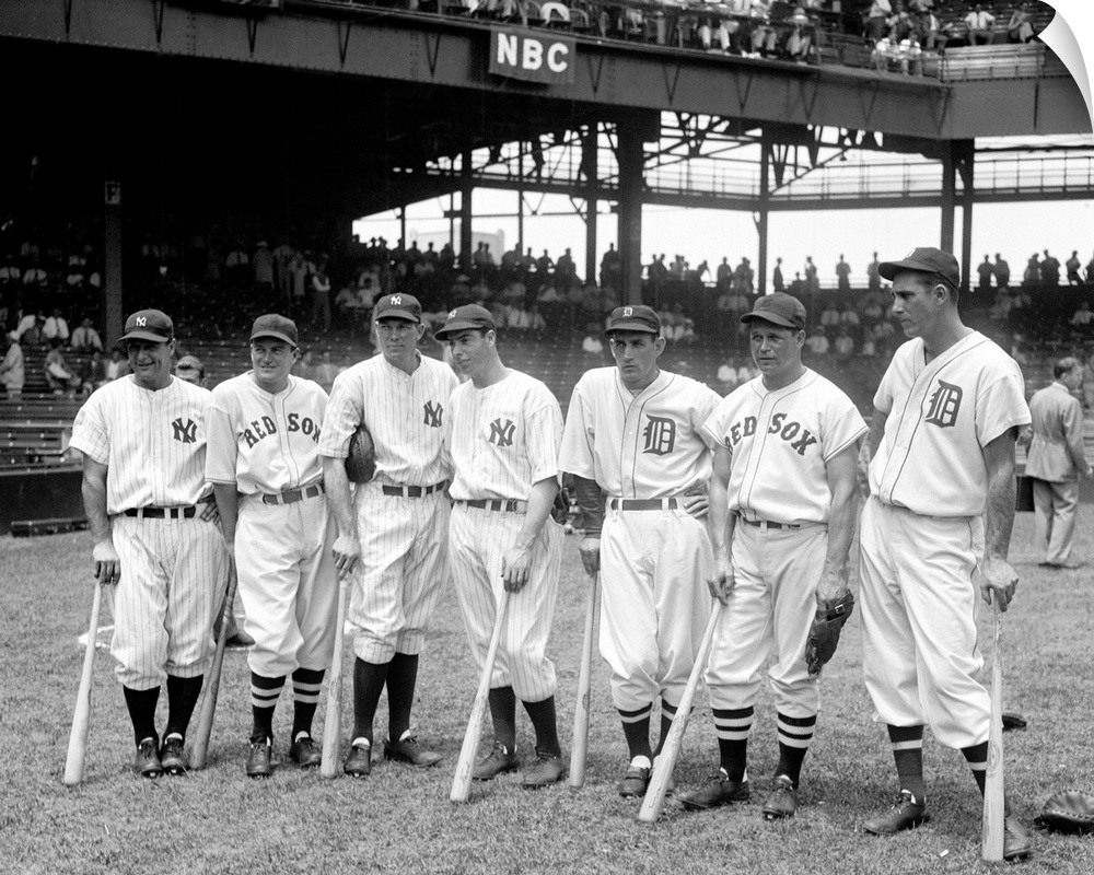 American League baseball greats in the line-up of the 5th All-Star Game played on July 7, 1937. President Franklin Rooseve...
