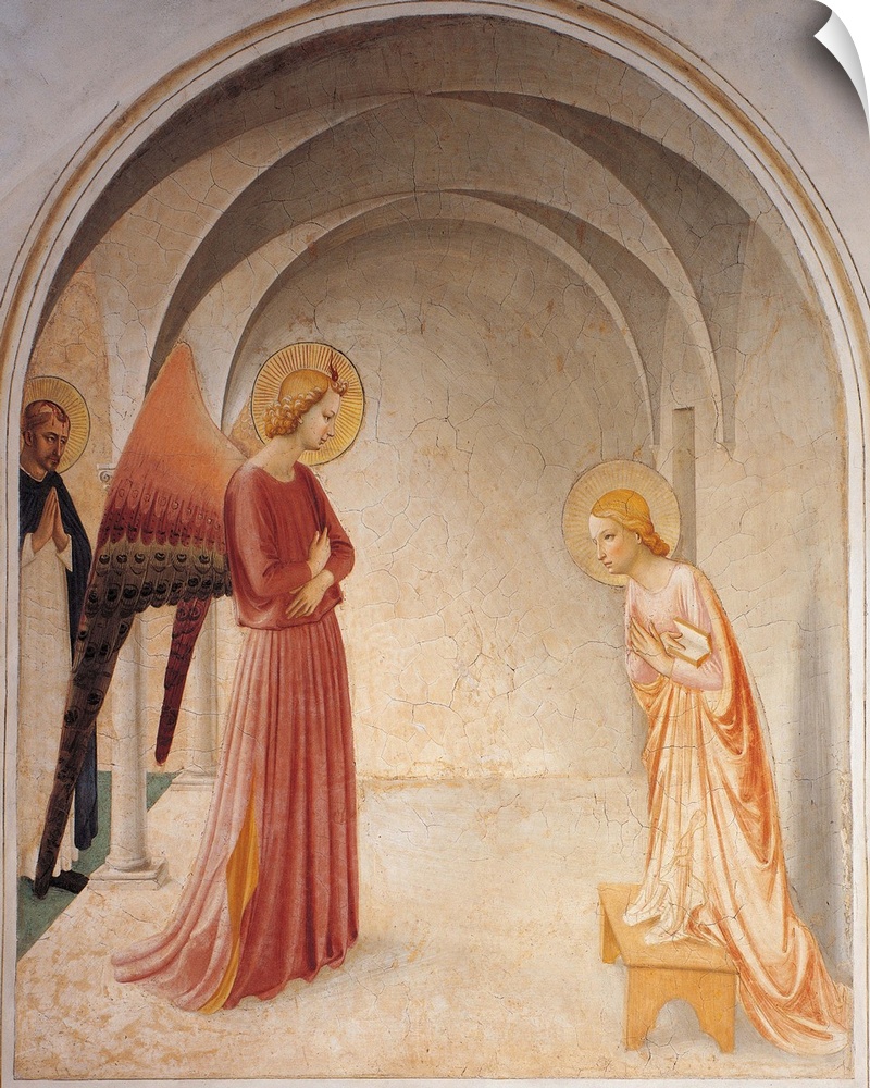 The Annunciation, by Guido di Pietro (Piero) known as Beato Angelico, 1438 - 1446 about, 15th Century, fresco, cm 190 x 16...