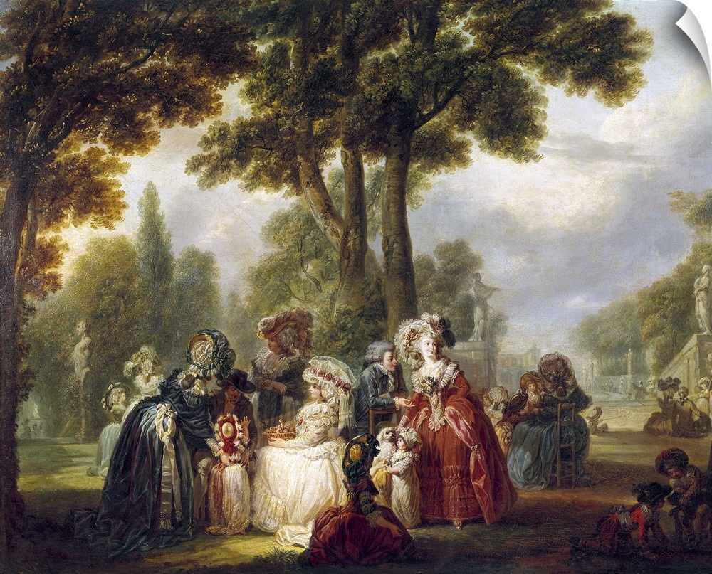 2714 , Watteau De Lille (1731-1798), French School. Assembly in a Park. Paris, musee Cognacq Jay.