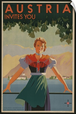 Austria Invites You. 1934 travel poster