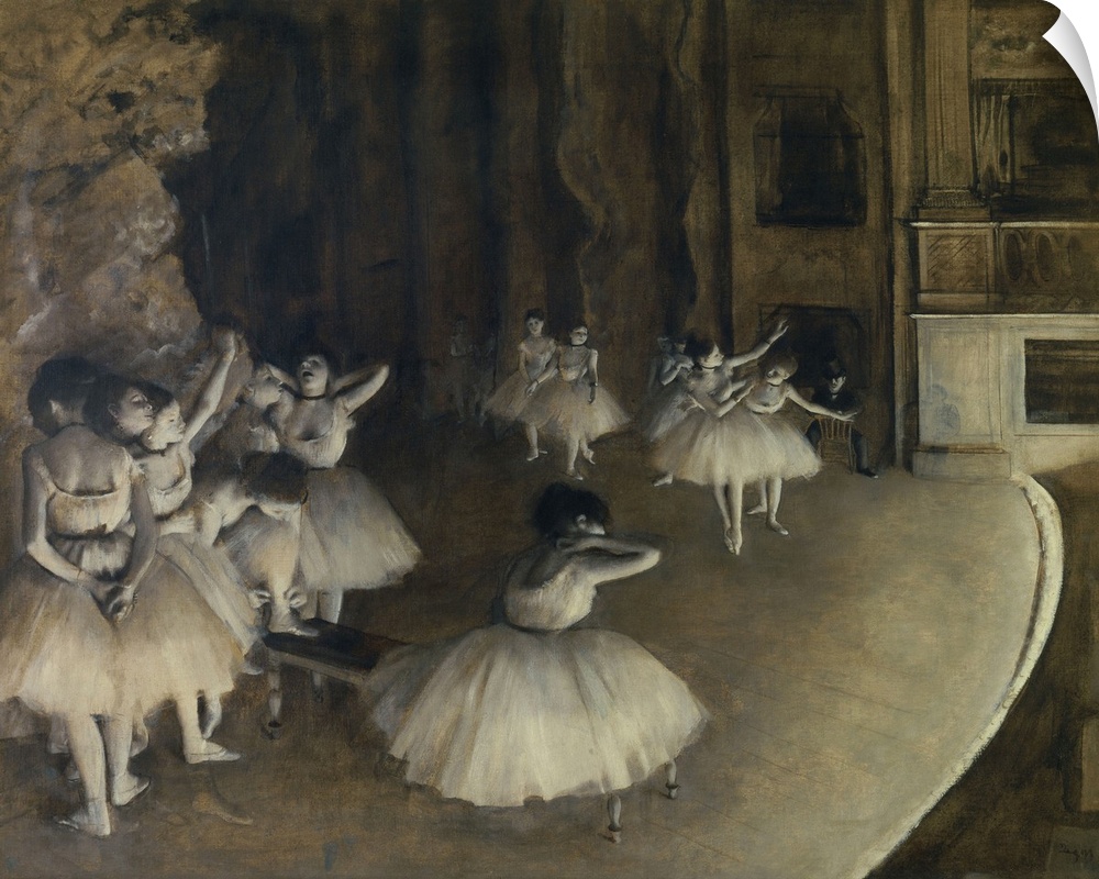 Edgar Degas, French School. Ballet Rehearsal. 1874. Oil on canvas, 0.65 x 0.81 m. Paris, musee d'Orsay. c652, Degas Edgar ...