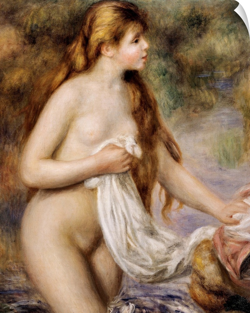 RENOIR, Pierre-Auguste (1841-1919). Bather with long hair. ca. 1895. Impressionism. Oil on canvas. FRANCE. Paris. Orangeri...